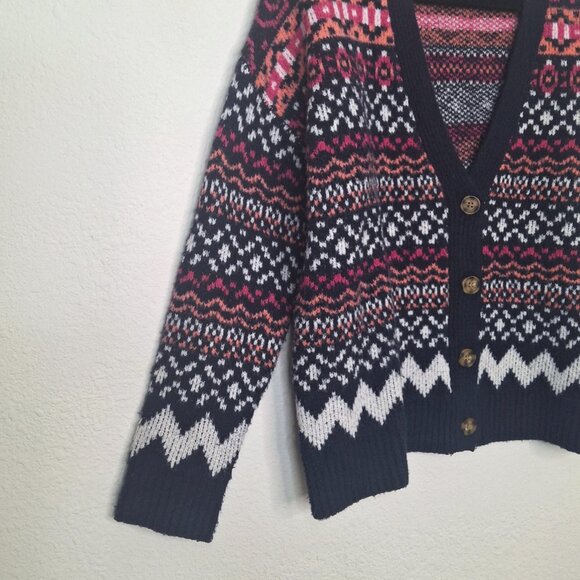 Cupcakes & Cashmere Fair Isle Cardigan Sz S Button Front Nordic Cabin Holiday - Picture 4 of 10